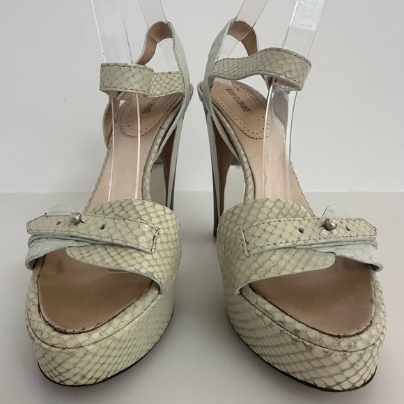 ROBERTO CAVALLI Exotic Snake Python Platform Sandals in Light Mint Green - Picture 10 of 16